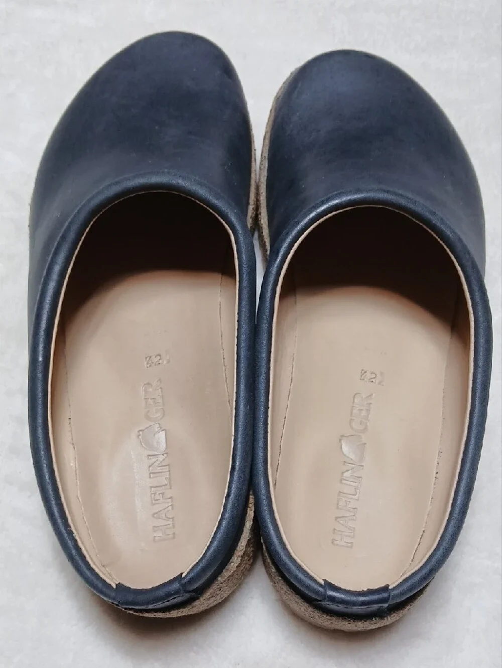 Haflinger Phillip Black Leather Slip-On Mule with Cork Sole Size 42